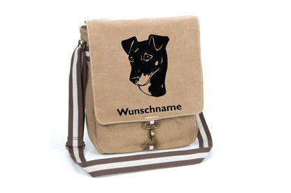 Manchester Terrier Canvas Schultertasche Tasche mit Hundemotiv und Namen