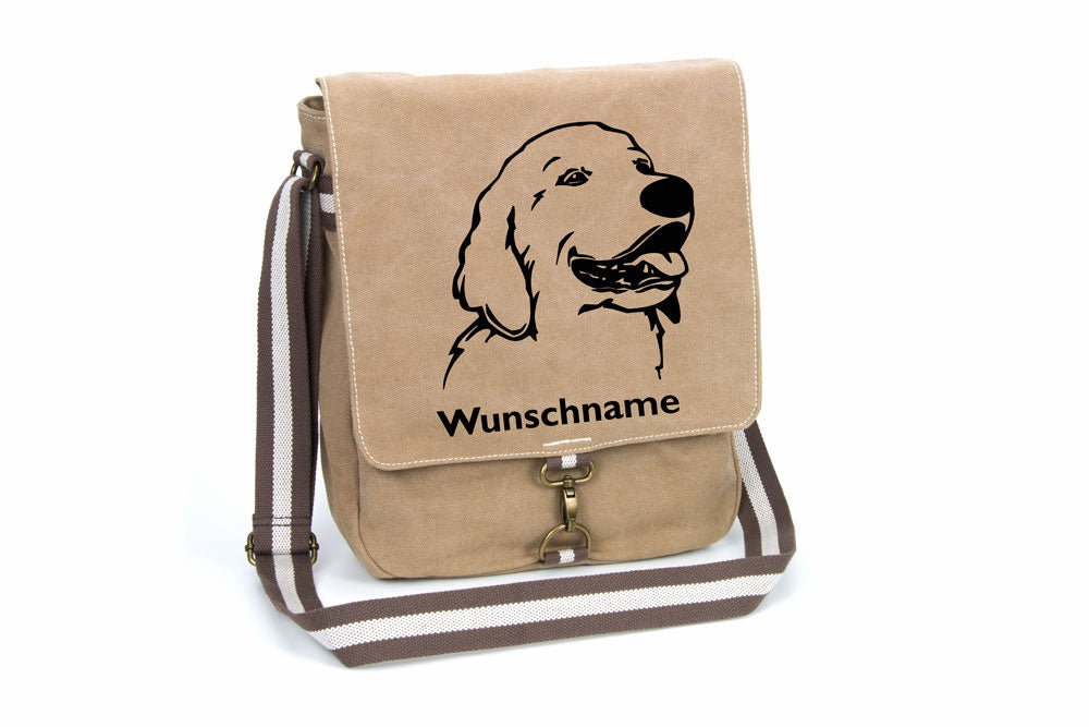 Golden Retriever 1 Canvas Schultertasche Tasche mit Hundemotiv und Namen