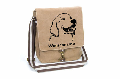 Golden Retriever 1 Canvas Schultertasche Tasche mit Hundemotiv und Namen