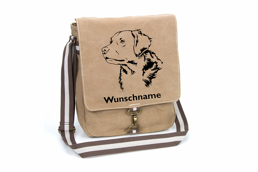 Golden Retriever Canvas Schultertasche Tasche mit Hundemotiv und Namen