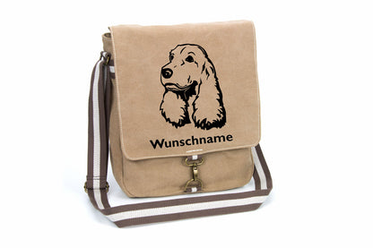 Cocker Spaniel Canvas Schultertasche Tasche mit Hundemotiv und Namen