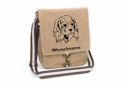 Canvas Schultertasche -Cavalier King Charles Spaniel 2- mit Wunschnamen