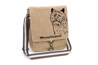 Cairn Terrier 2 Canvas Schultertasche Tasche mit Hundemotiv und Namen