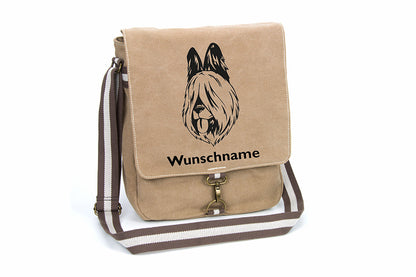 Briard Canvas Schultertasche Tasche mit Hundemotiv und Namen