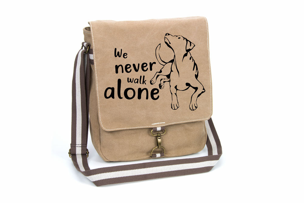 Canvas Schultertasche -Never walk alone 4- mit Wunschnamen