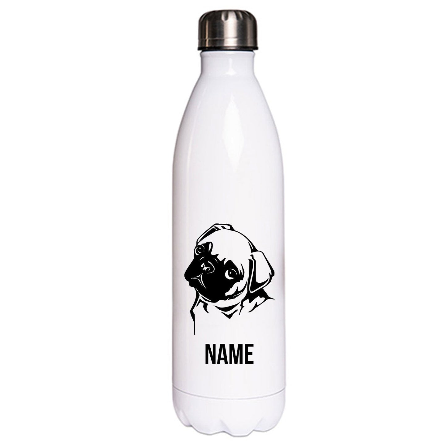 Mops 1 - Edelstahl Thermosflasche 750 ml mit Namen-Tierisch-tolle Geschenke-Tierisch-tolle-Geschenke