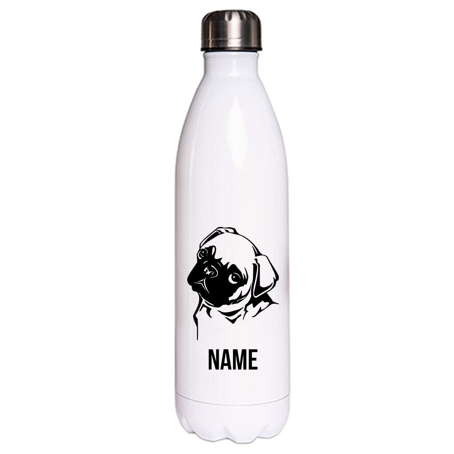 Mops 1 - Edelstahl Thermosflasche 750 ml mit Namen-Tierisch-tolle Geschenke-Tierisch-tolle-Geschenke