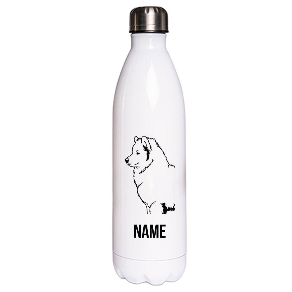 Samojede - Edelstahl Thermosflasche 750 ml mit Namen-Tierisch-tolle Geschenke-Tierisch-tolle-Geschenke