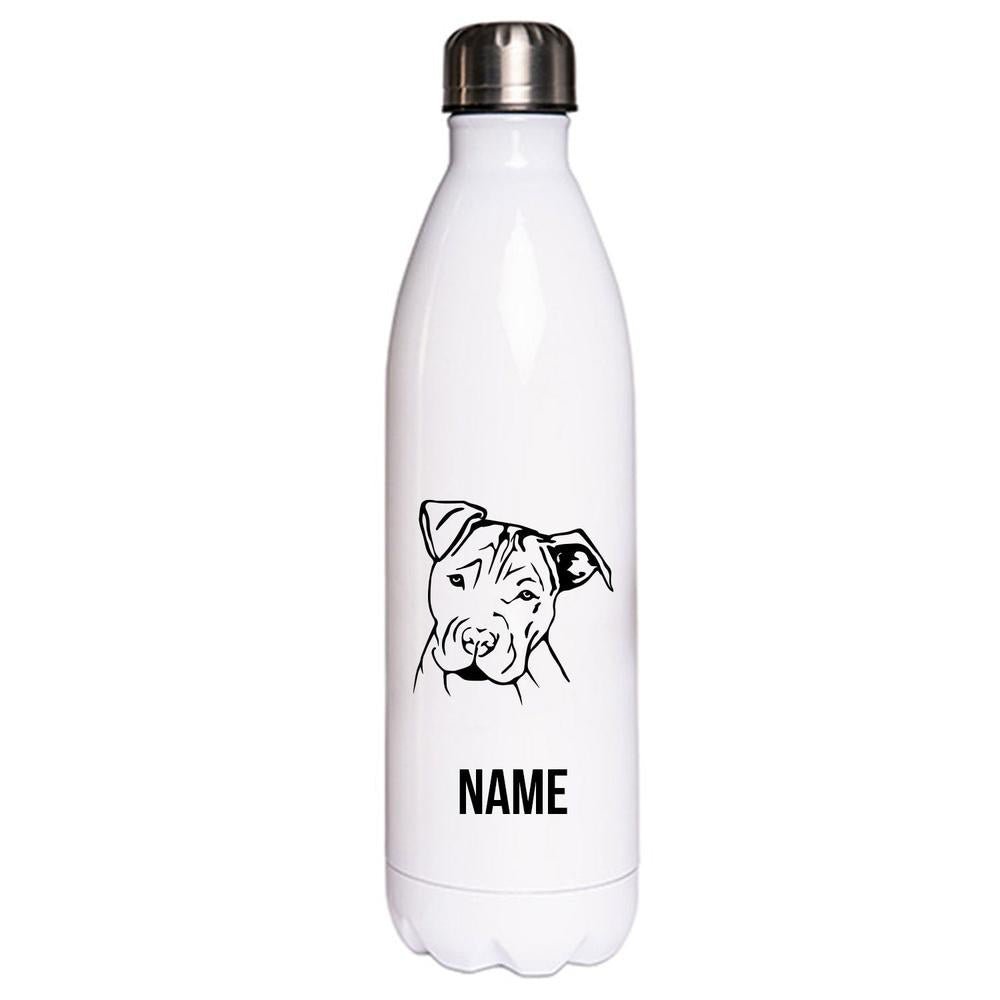 Staffordshire Terrier - Edelstahl Thermosflasche 750 ml mit Namen-Tierisch-tolle Geschenke-Tierisch-tolle-Geschenke