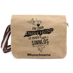 Ein Leben ohne Hund - Canvas Schultertasche Messenger mit Namen - Tierisch tolle Geschenke