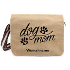 Dog mom - Canvas Schultertasche Messenger mit Namen - Tierisch tolle Geschenke