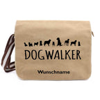 Dogwalker - Canvas Schultertasche Messenger mit Namen - Tierisch tolle Geschenke