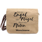Engel haben Flügel - Canvas Schultertasche Messenger mit Namen - Tierisch tolle Geschenke