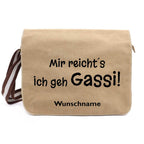 Gassi - Canvas Schultertasche Messenger mit Namen - Tierisch tolle Geschenke