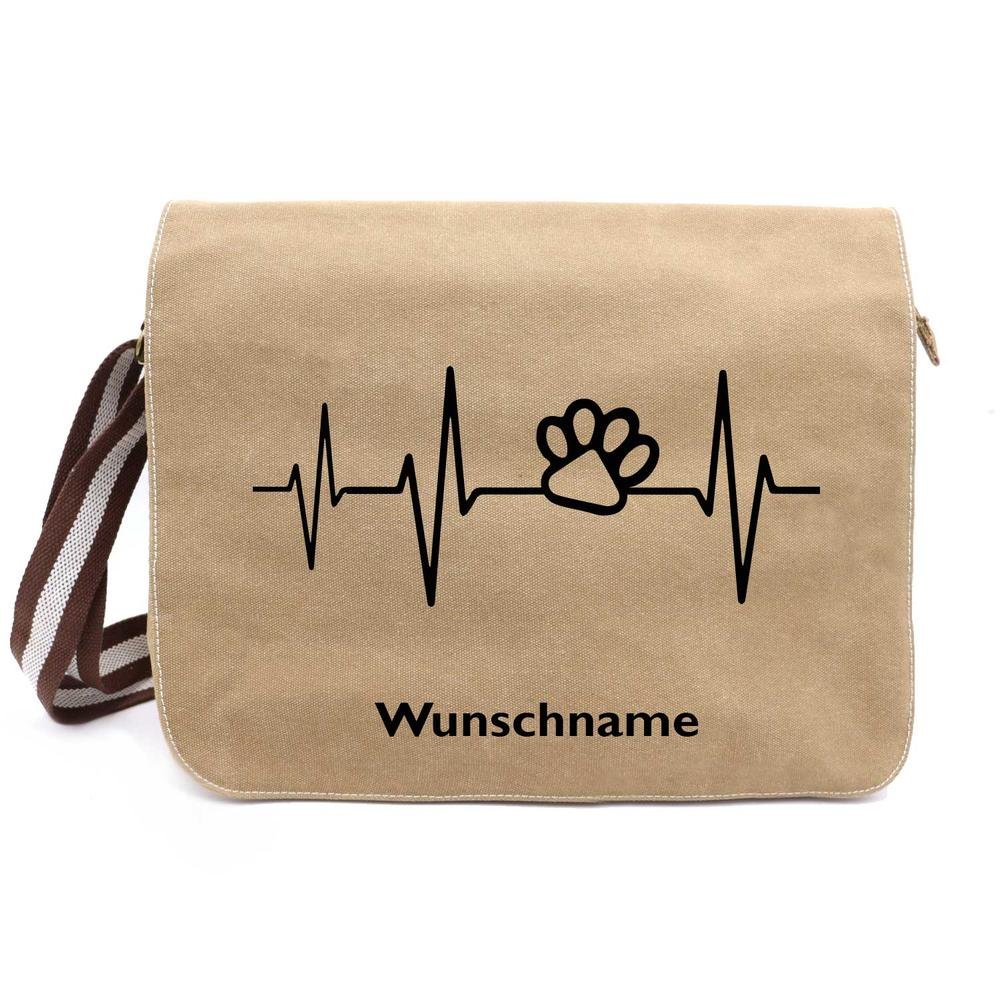 Herz 1 - Canvas Schultertasche Messenger mit Namen - Tierisch tolle Geschenke