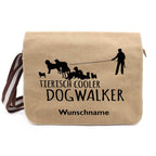 Dogwalker 2 - Canvas Schultertasche Messenger mit Namen - Tierisch tolle Geschenke