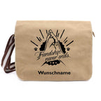 Friendship forever - Canvas Schultertasche Messenger mit Namen - Tierisch tolle Geschenke