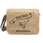 Hundemama 2 - Canvas Schultertasche Messenger mit Namen - Tierisch tolle Geschenke