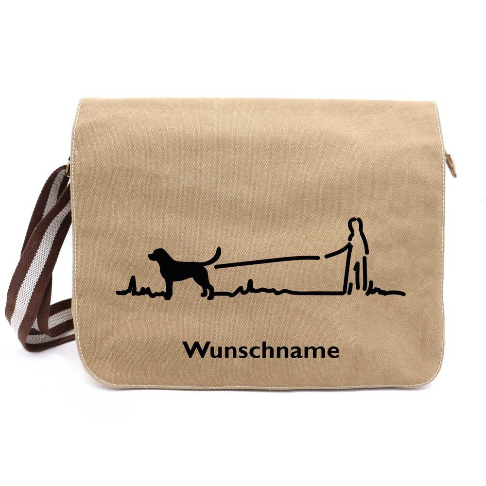 Mantrailing 5- Canvas Schultertasche Messenger mit Namen - Tierisch tolle Geschenke
