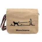 Mantrailing 5- Canvas Schultertasche Messenger mit Namen - Tierisch tolle Geschenke