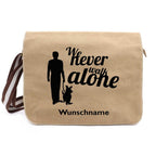 Never walk alone 3 - Canvas Schultertasche Messenger mit Namen - Tierisch tolle Geschenke