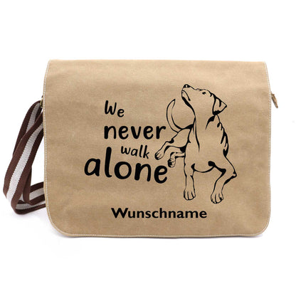 Never walk alone 4 - Canvas Schultertasche Messenger mit Namen