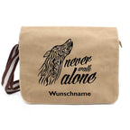Never walk alone 5 - Canvas Schultertasche Messenger mit Namen - Tierisch tolle Geschenke