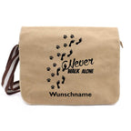 Never walk alone 6 - Canvas Schultertasche Messenger mit Namen - Tierisch tolle Geschenke