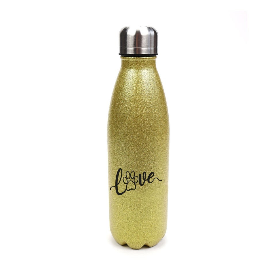 Paw Love - Edelstahl GLITZER Thermosflasche 500 ml mit Namen-Tierisch-tolle Geschenke-Tierisch-tolle-Geschenke