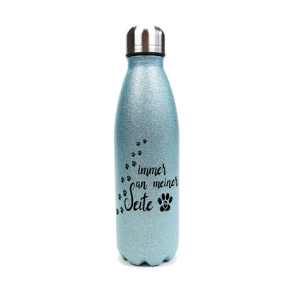 Immer an meiner Seite - Edelstahl GLITZER Thermosflasche 500 ml mit Namen-Tierisch-tolle Geschenke-Tierisch-tolle-Geschenke