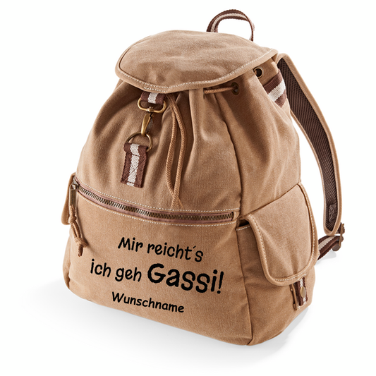 Canvas Rucksack: Mir reichts ich geh Gassi