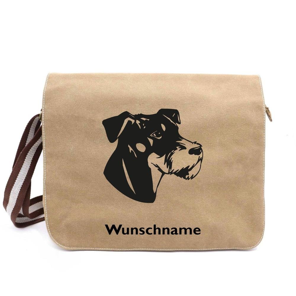 Deutscher Jagdterrier - Canvas Schultertasche Messenger mit Namen - Tierisch tolle Geschenke