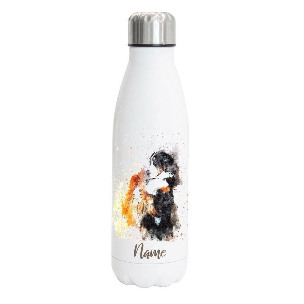 Berner Sennenhund - Edelstahl Thermosflasche 750 ml mit Namen -watercolour-Tierisch-tolle Geschenke-Tierisch-tolle-Geschenke