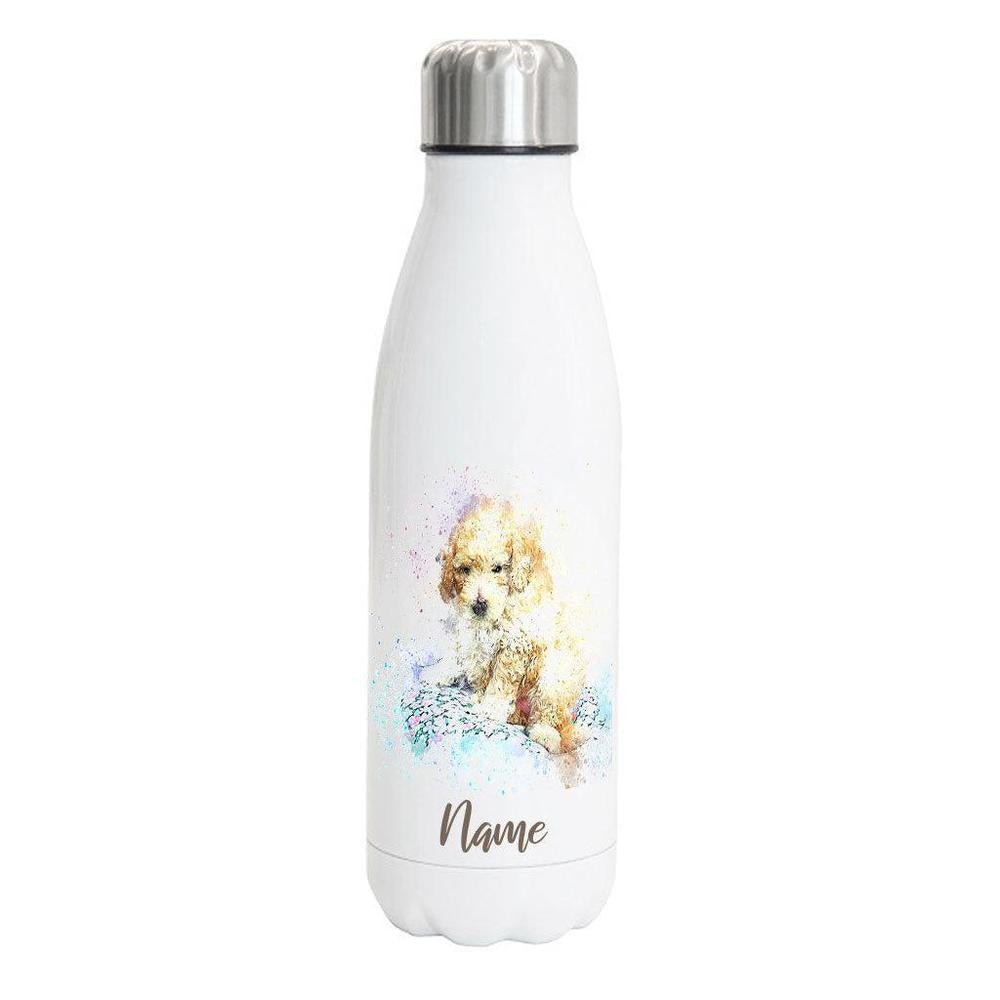 Pudel - Edelstahl Thermosflasche 750 ml mit Namen -watercolour-Tierisch-tolle Geschenke-Tierisch-tolle-Geschenke