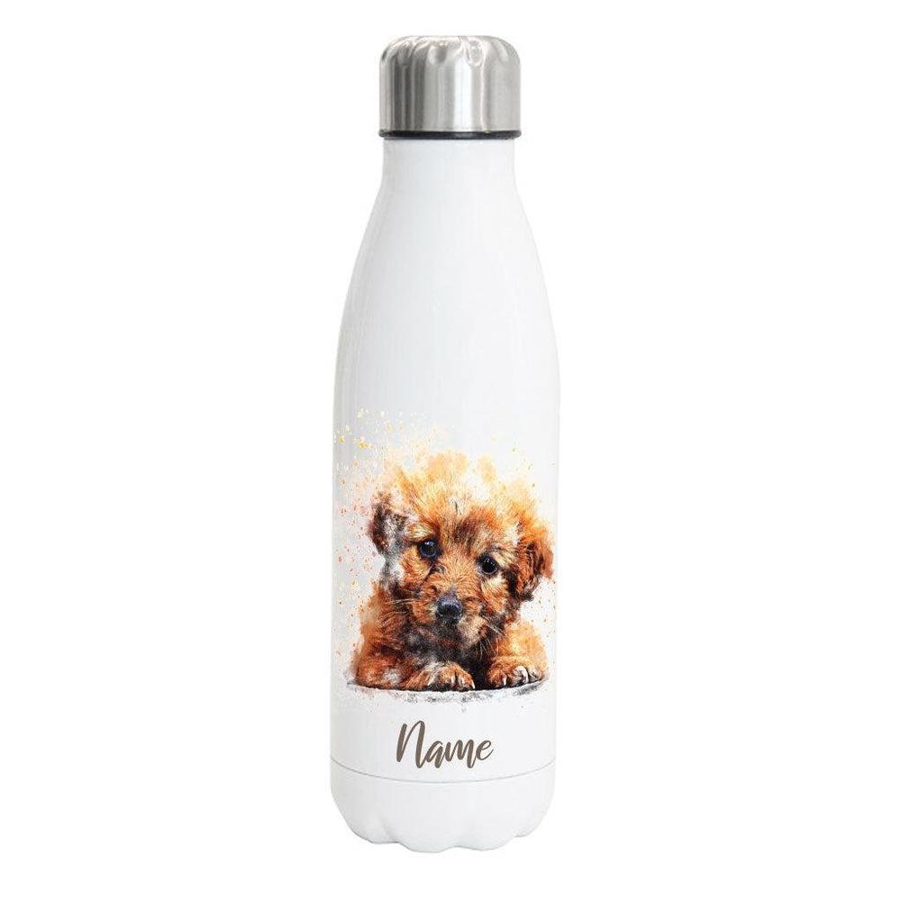 Welpe - Edelstahl Thermosflasche 750 ml mit Namen -watercolour-Tierisch-tolle Geschenke-Tierisch-tolle-Geschenke