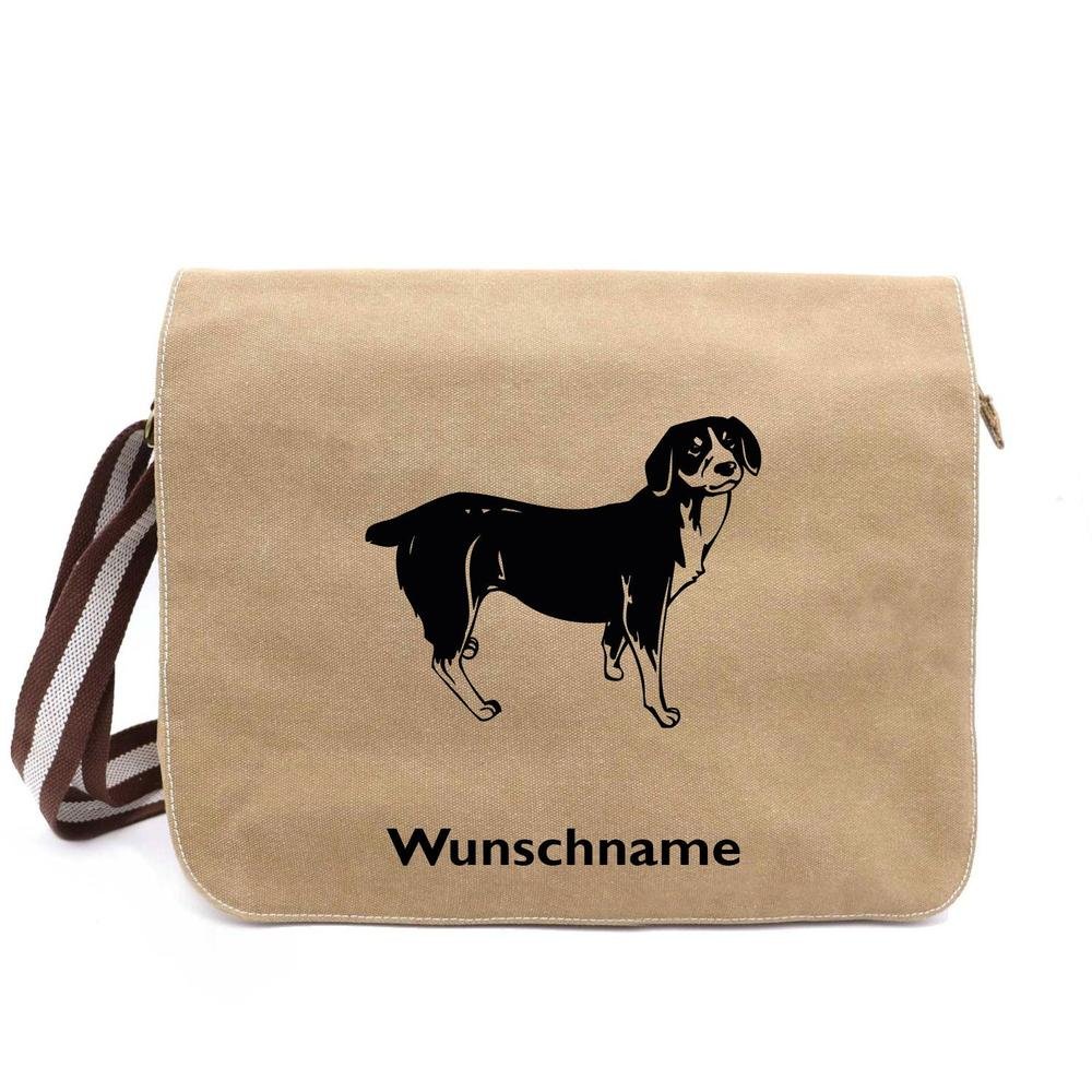 Entlebucher Sennenhund - Canvas Schultertasche Messenger mit Namen - Tierisch tolle Geschenke