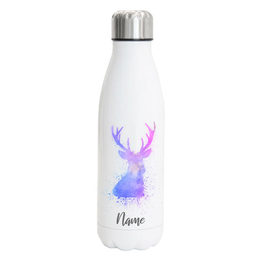 Hirsch - Edelstahl Thermosflasche 750 ml mit Namen -watercolour-Tierisch-tolle Geschenke-Tierisch-tolle-Geschenke