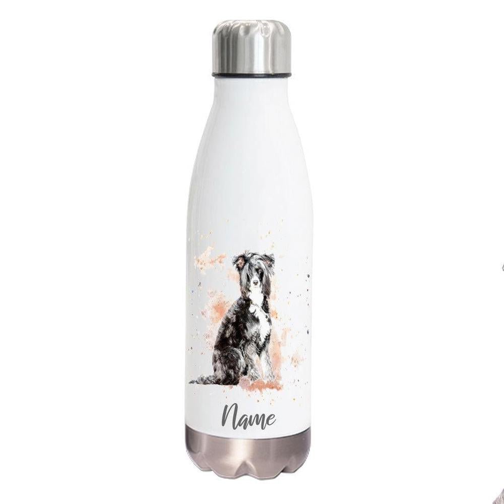 Chinese Crested Powder Puff - Edelstahl Thermosflasche 750 ml mit Namen -watercolour-Tierisch-tolle Geschenke-Tierisch-tolle-Geschenke