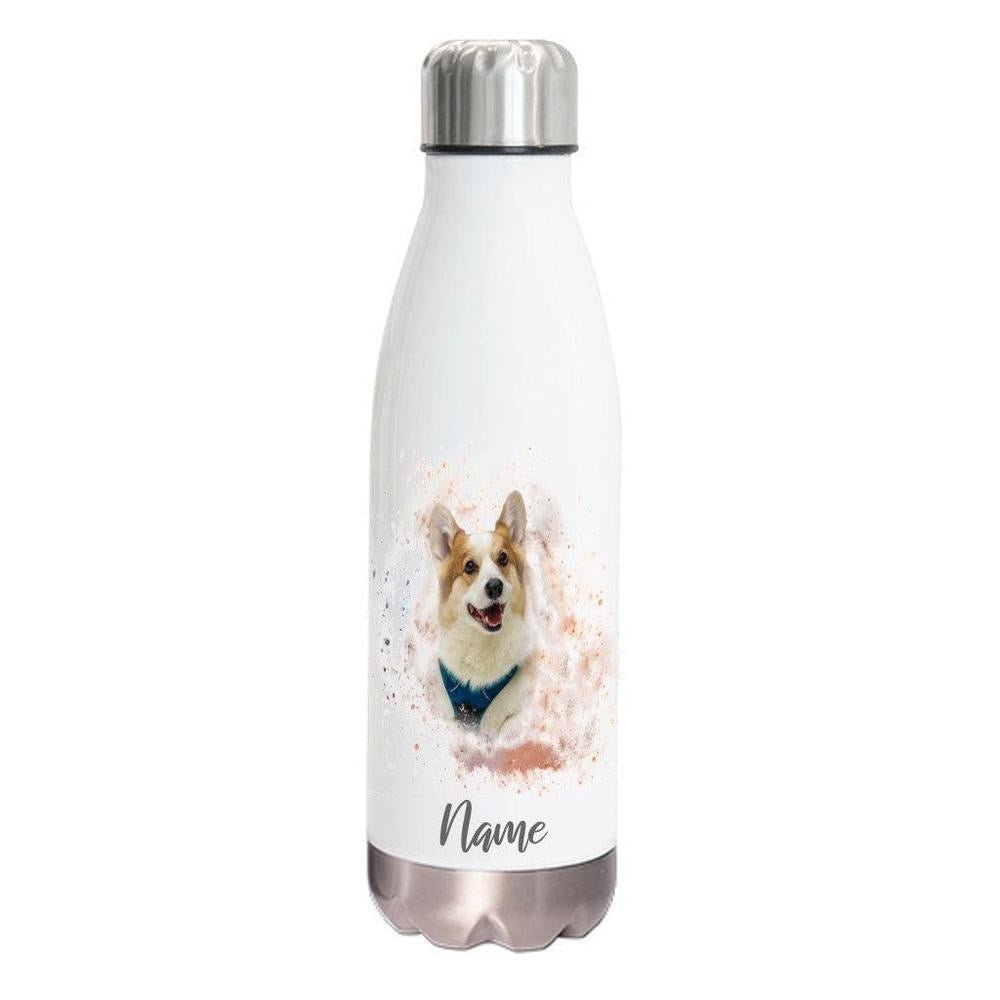 Welsh Corgi - Edelstahl Thermosflasche 750 ml mit Namen -watercolour-Tierisch-tolle Geschenke-Tierisch-tolle-Geschenke