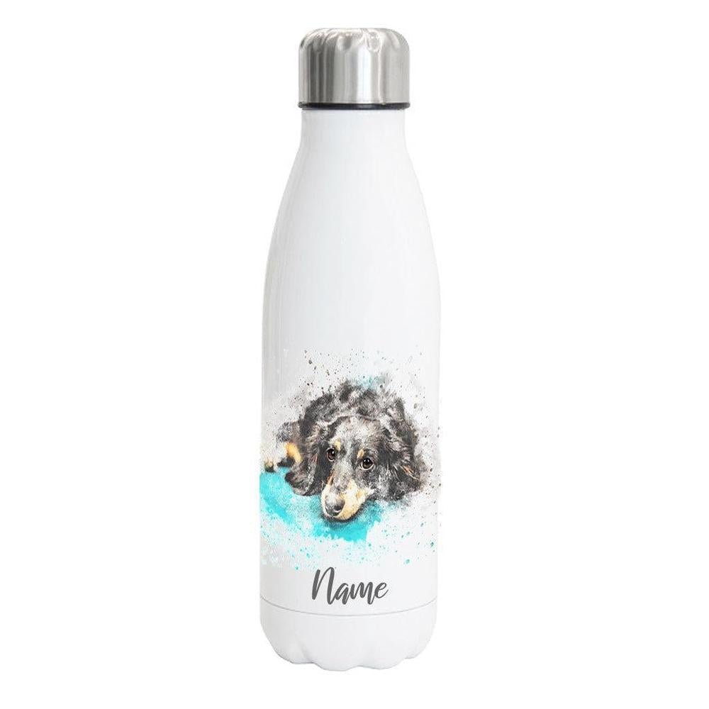 Dackel - Edelstahl Thermosflasche 750 ml mit Namen -watercolour-Tierisch-tolle Geschenke-Tierisch-tolle-Geschenke