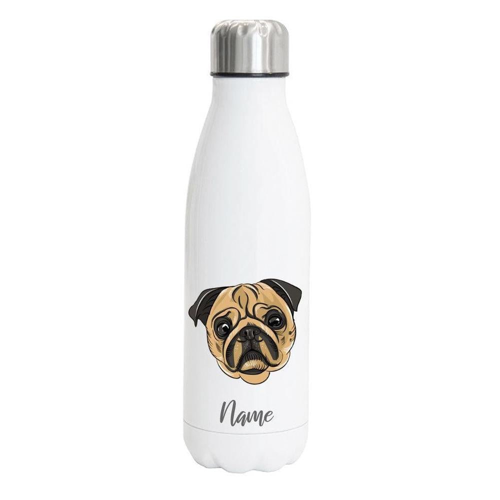 Mops - Edelstahl Thermosflasche 750 ml mit Namen-Tierisch-tolle Geschenke-Tierisch-tolle-Geschenke