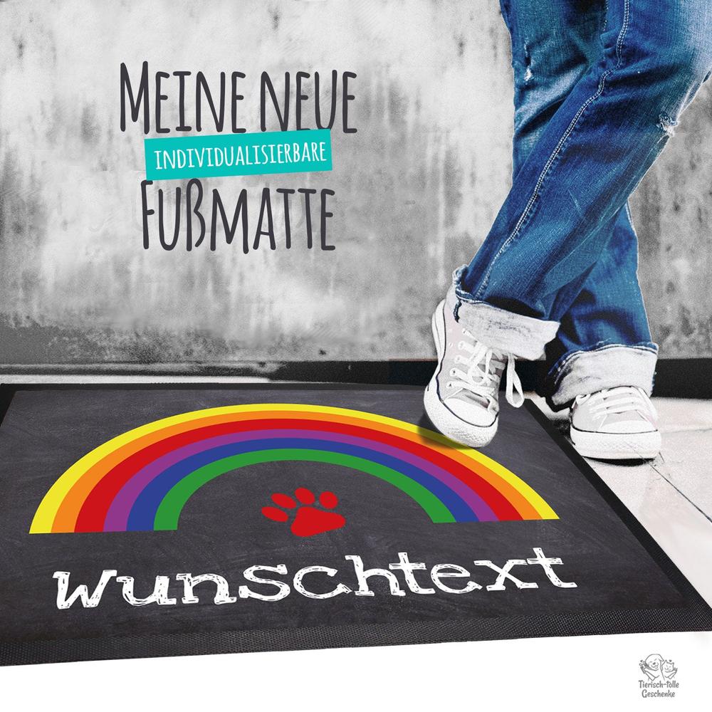Fußmatte - Schmutzfangmatte - Regenbogen Pfote - 40 x 60 cm-Tierisch-tolle Geschenke-Tierisch-tolle-Geschenke