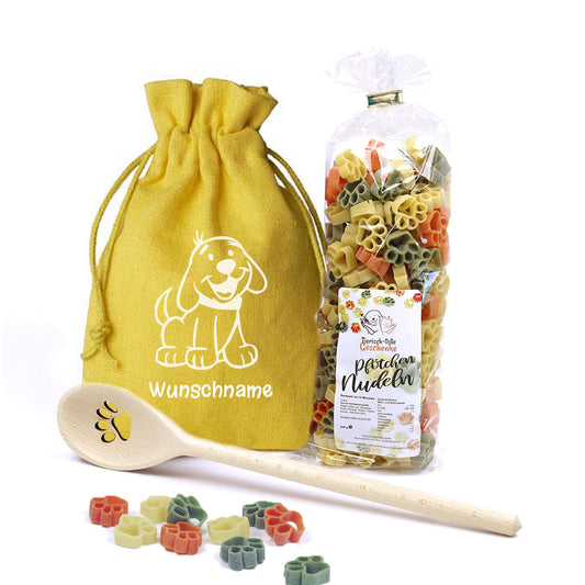 Geschenk-Set Pfötchen Kochlöffel & Pfötchen Nudeln - Hund