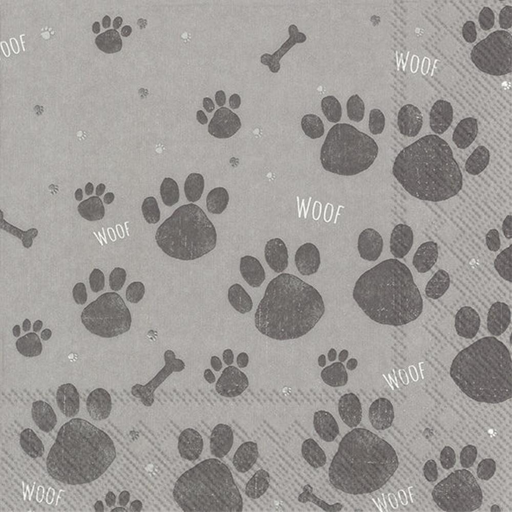 Papier-Servietten - STEP BY STEP Pfote grau 20 Stck 33 x 33 cm-Tierisch tolle Geschenke
