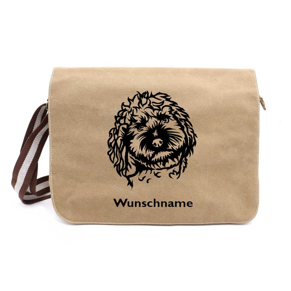 Labradoodle Neu - Canvas Schultertasche Messenger mit Namen - Tierisch tolle Geschenke