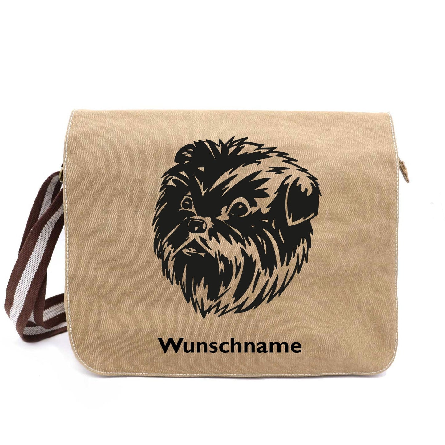 Canvas Schultertasche -Affenpinscher- mit Wunschname