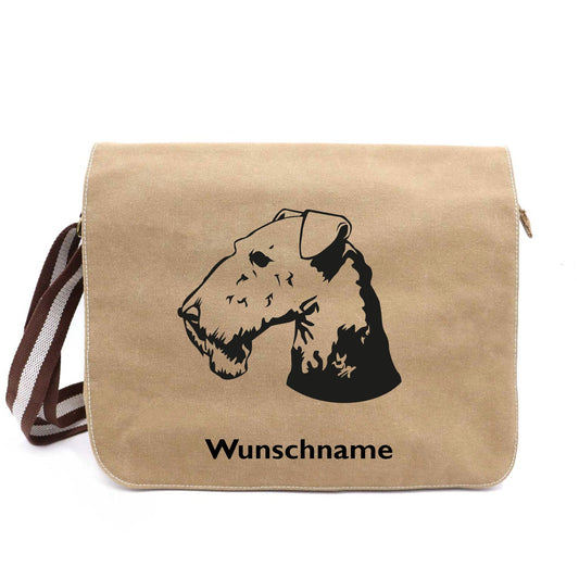 Airedale Terrier 2 - Canvas Schultertasche Messenger mit Namen