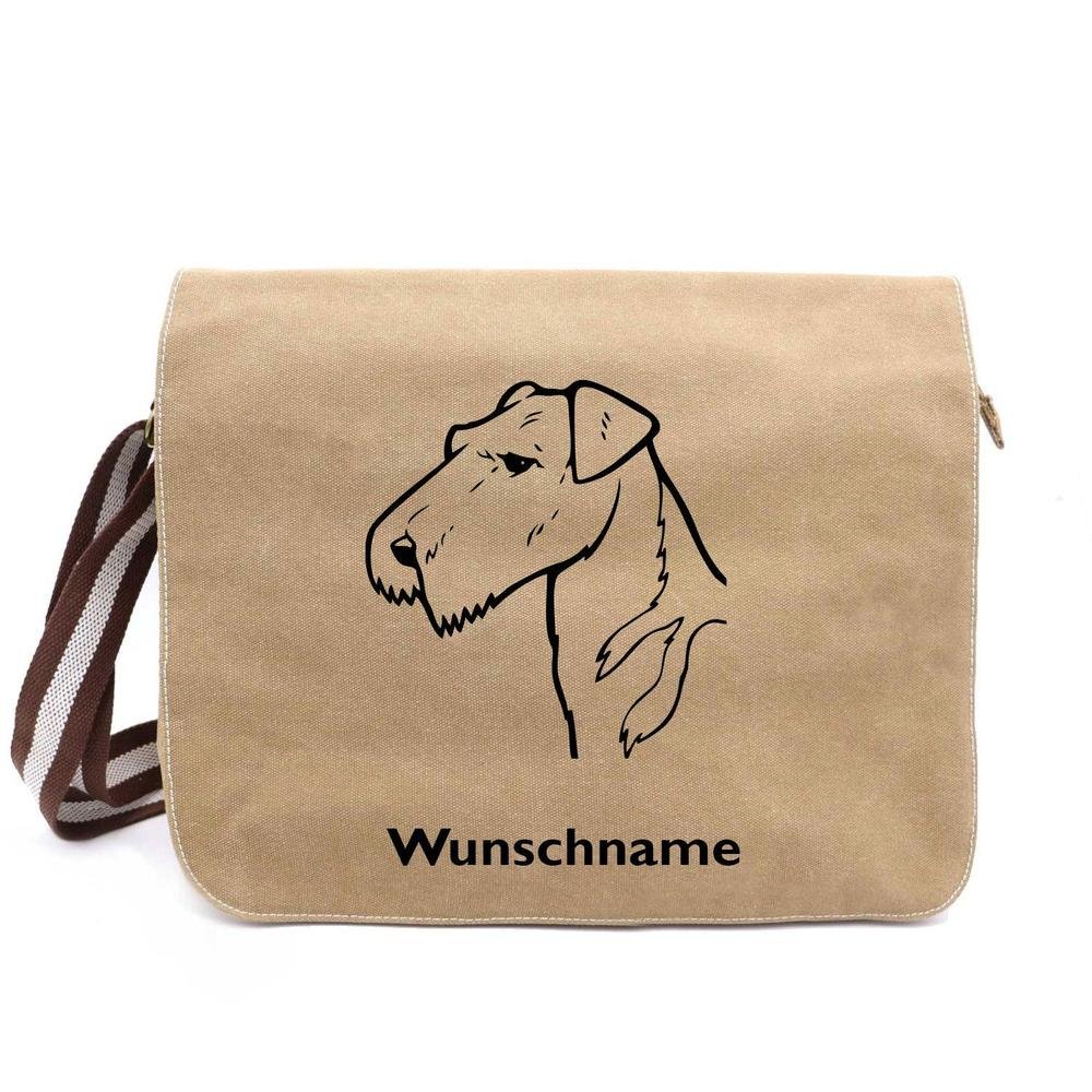 Schultertasche Messenger Canvas Airedale Terrier mit Namen - Tierisch tolle Geschenke