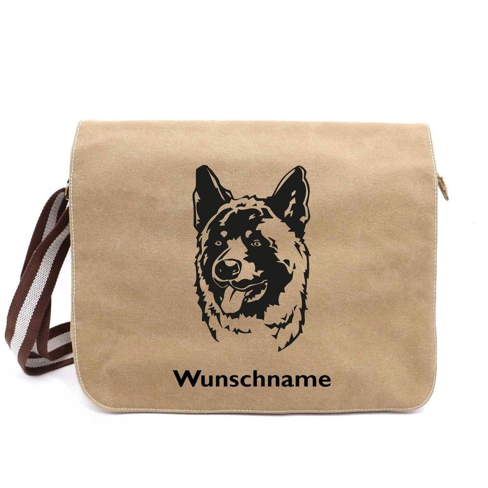 Akita 2 - Canvas Schultertasche Messenger mit Namen - Tierisch tolle Geschenke