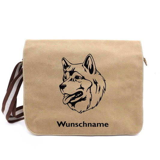 Alaskan Malamute 2 - Canvas Schultertasche Messenger mit Namen